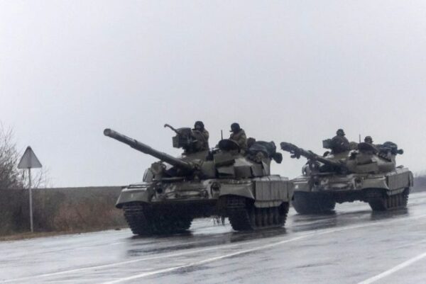 ukrainian tanks move into the city, after russian president vladimir putin authorized military operation in eastern ukraine, in mariupol