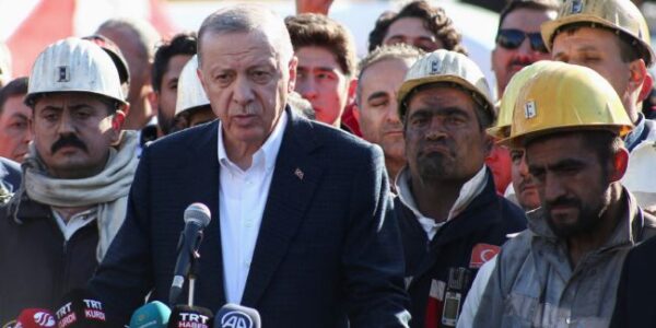 turkish president erdogan visits the coal mine in northern turkey