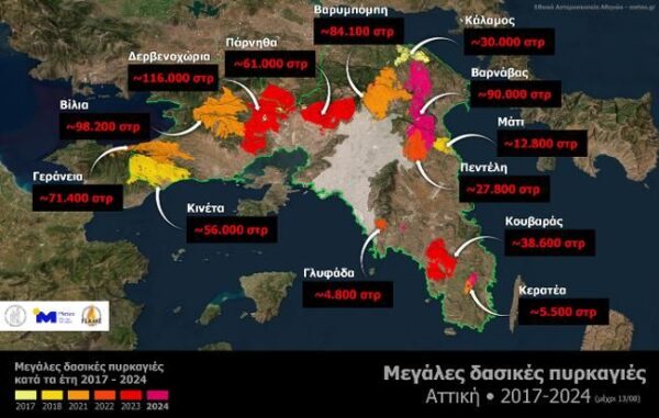 fires attica 2017 2024 forests