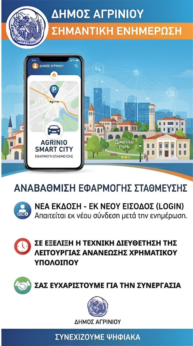 Αναβάθμιση Εφαρμογής Στάθμευσης
