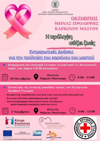 ΟΚΤΩΒΡΙΟΣ ΔΡΑΣΗ ΓΙΑ ΚΑΡΚΙΝΟ ΜΑΣΤΟΥ
